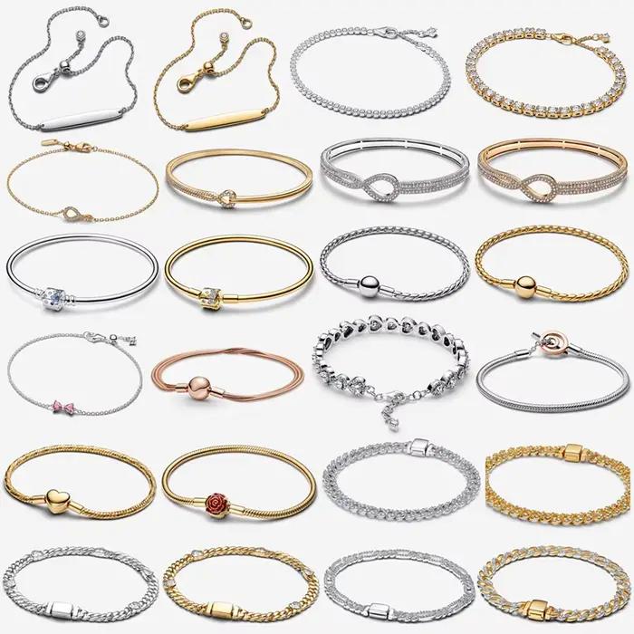 Nouveau Bracelet Réglable en Argent 925 Cœur à Cœur Rose Météore Éternel 2026, Bijou Exquis DIY en Forme de T, Cadeau Idéal pour les Fêtes