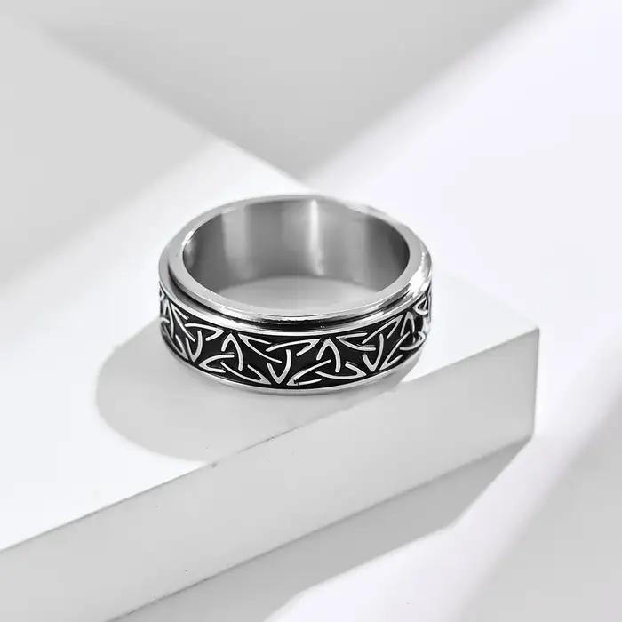 Anneau de Rune Viking à Nœud Celtique en Acier Inoxydable pour Hommes Anti-Stress Occasions Spéciales