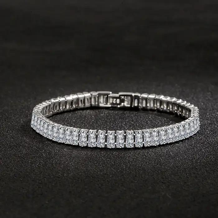 Offres spéciales 925 Bracelet en argent Sterling couleur Noble cristal main pour les femmes charme mariage concepteur bijoux cadeau fête 18 cm