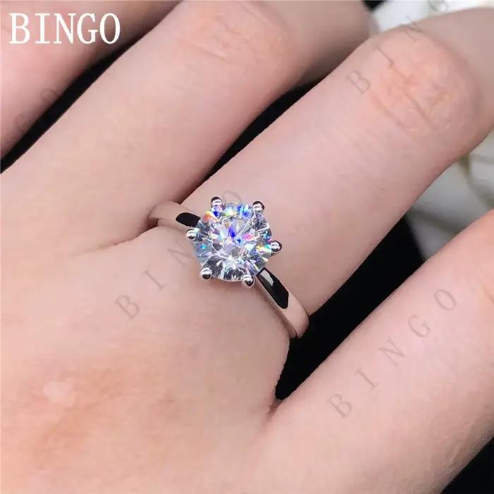 Bague Solitaire en or blanc massif 18K AU750 1CT