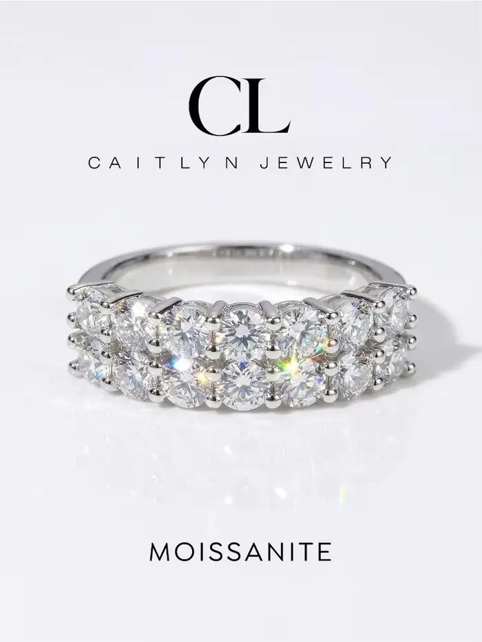 Bague d'éternité en moissanite véritable 1,4 carat pour femme, en argent sterling 925, pour tous les jours et les fêtes, magnifique bijou de haute qualité