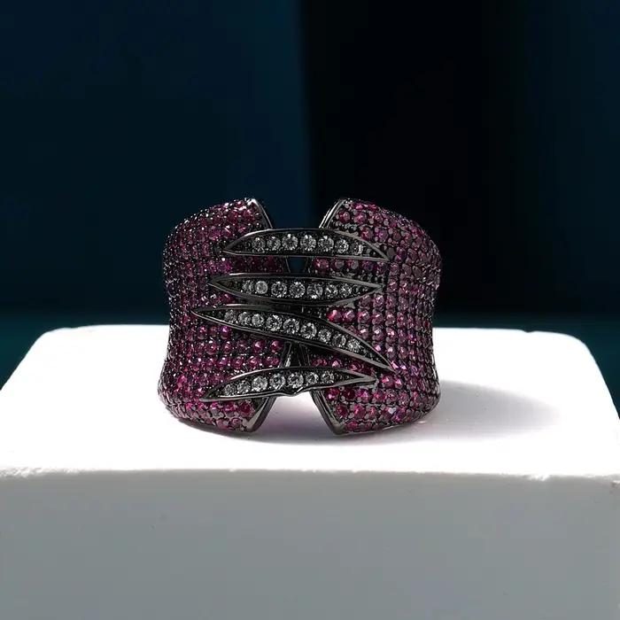 Bague empilable de luxe Monaco Design pour femme en cuivre plaqué or 18 carats sertie de zircone cubique bagues de cocktail mode soirée mariage fiançailles