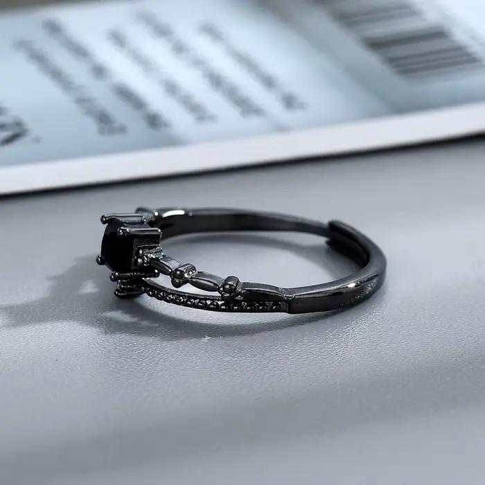 Bague de mariage en Zircon noir incrusté, amour et espace profond, Sylus, même Style, couleur argent, tendance, pour femmes et hommes, élégante, coupe princesse