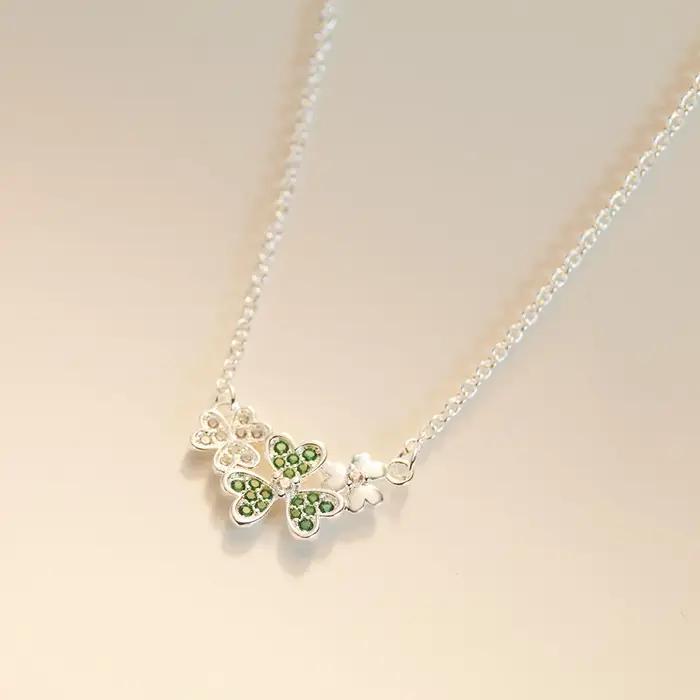 Collier trèfle à trois feuilles en argent Sterling 925 Original