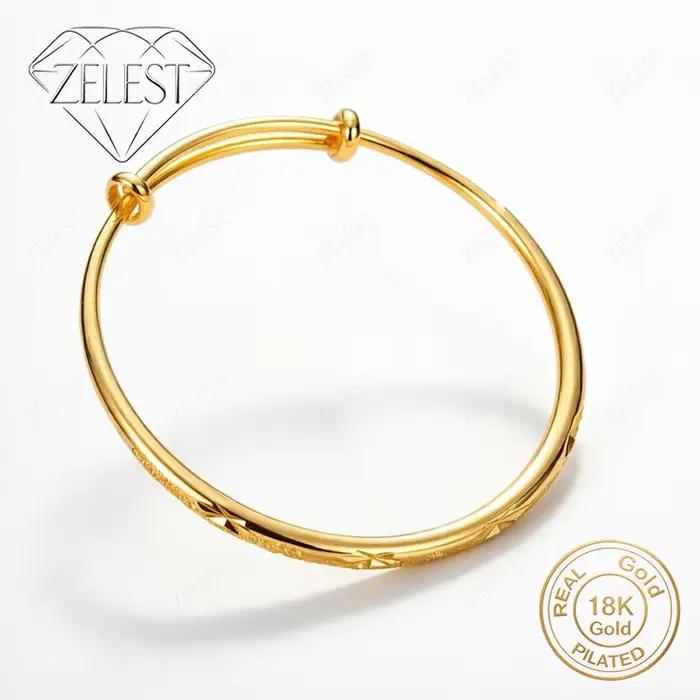 Bracelet en or plaqué 18 carats, exquis, avec fleurs sculptées, bijoux de mariage tendance, bracelet