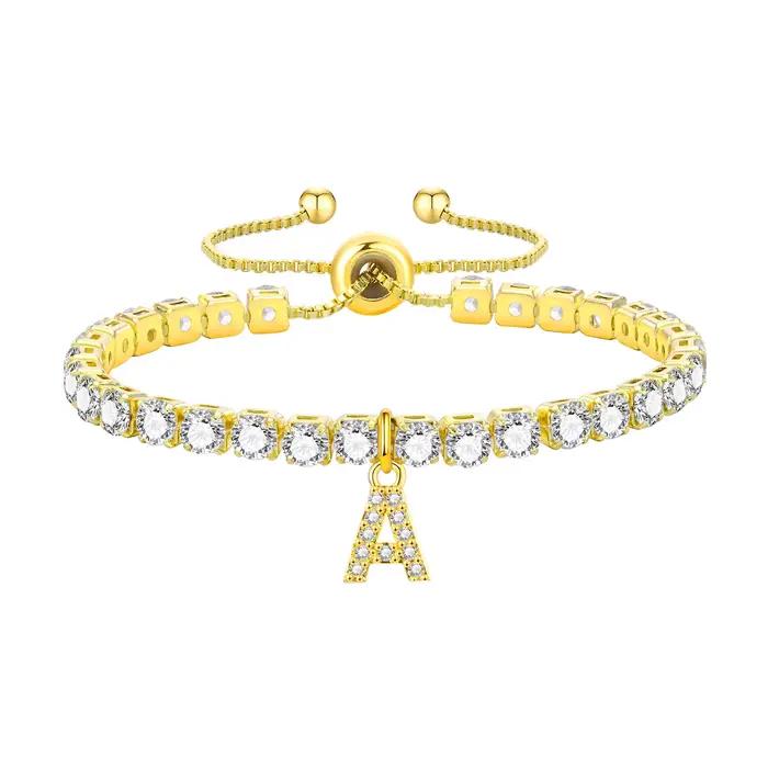 Bracelet tennis réglable en acier inoxydable pour femme, bijoux de luxe, bracelet, mariage, fête, co
