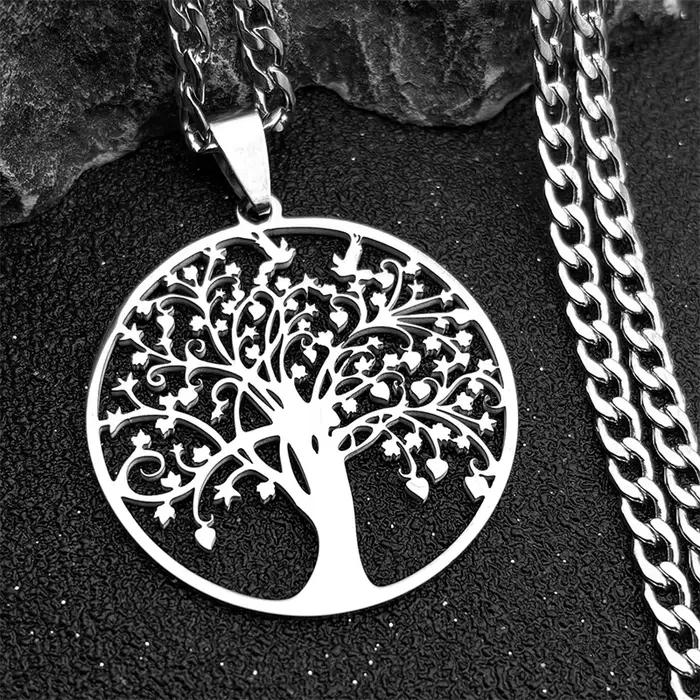 Pendentif symbole de la Nature arbre de vie, en acier inoxydable, couleur or/argent, bijoux pour fem