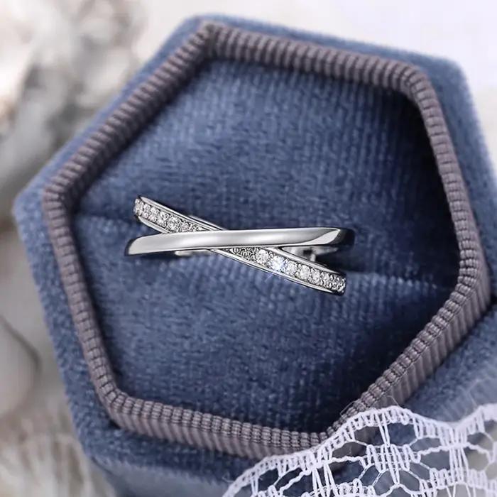 Huretailers-Bague en argent avec croix pour femme