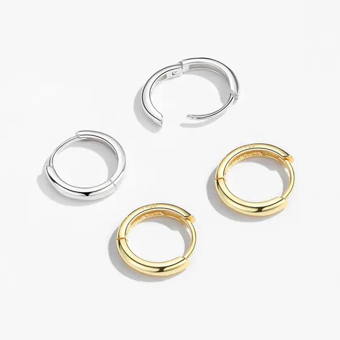 Boucles d'oreilles créoles géométriques en argent Sterling 925 pour femmes