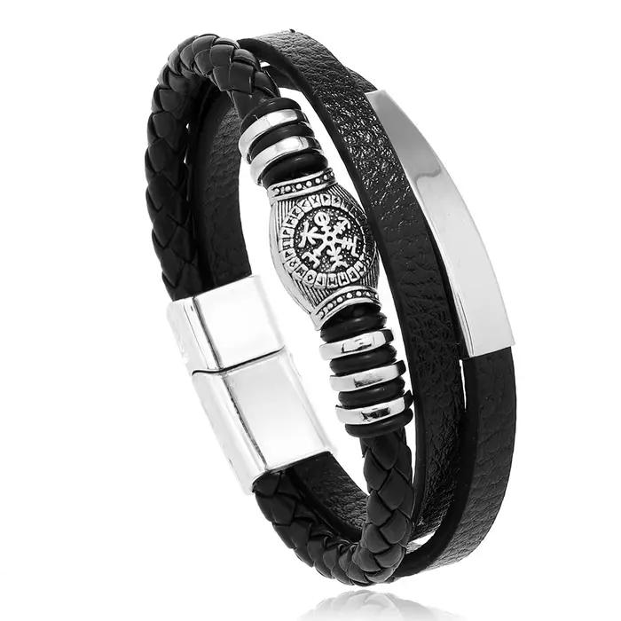 Bracelets en cuir tendance homme vendange style acier inoxydable multifonctionnels occasions spéciales cadeaux