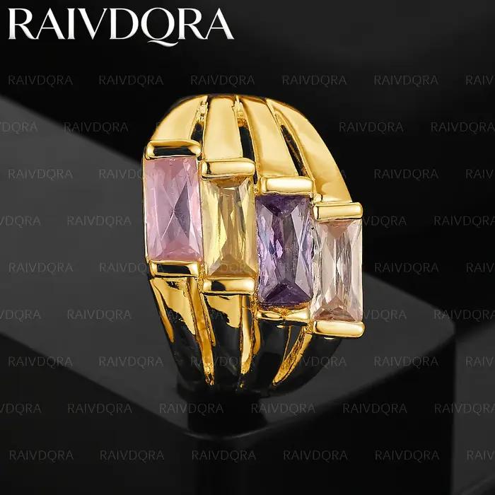 Bague en zircons plaqués or 18 carats pour hommes et femmes
