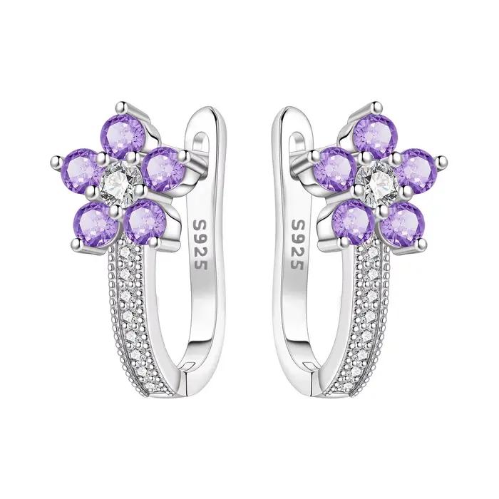 MISEFF – boucles d'oreilles en argent Sterling S925, fleur d'orchidée, bleu et violet, style Vintage