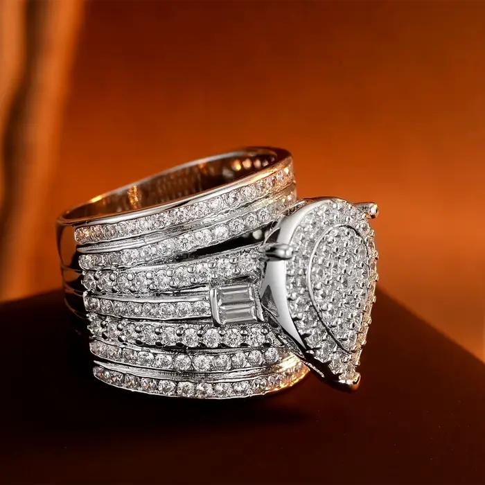 Bague de cocktail en zirconium sertie pour femmes engagement occasions spéciales elegant cadeau anniversaire