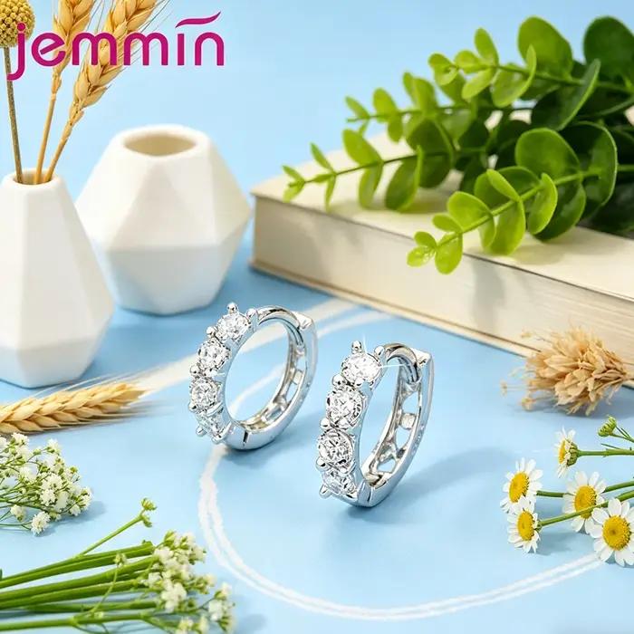 Boucles d'oreilles en argent sterling 925 avec cristaux minuscules, petites boucles d'oreilles créol