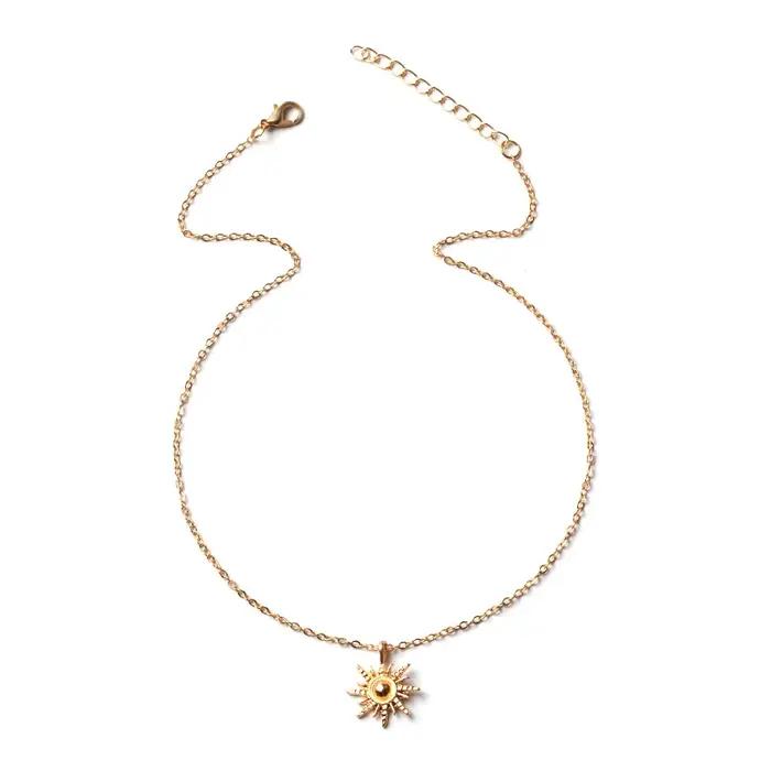 Collier pendentif soleil couleur or Simple pour femmes