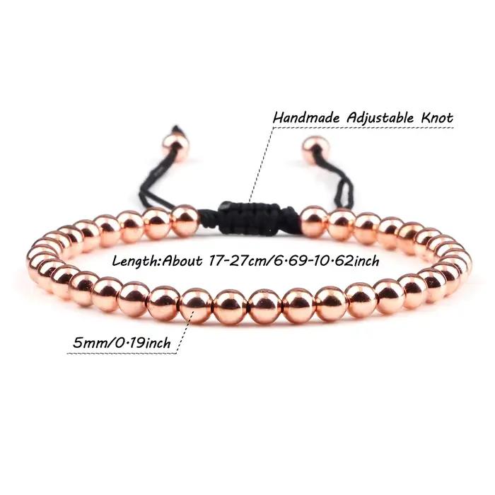 Bracelets de perles de cuivre à la mode 5mm bracelets de brin tressés réglables faits à la main pour femmes hommes Yoga guérison bijoux de mode Pulseira