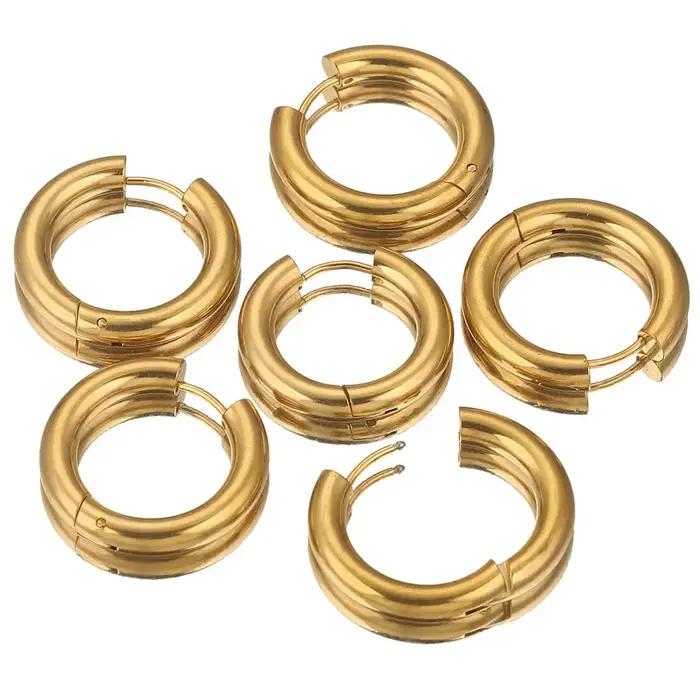 Boucles d'oreilles créoles en acier inoxydable plaquées d'or 24 carats pour femmes bijoux de luxe occasions spéciales