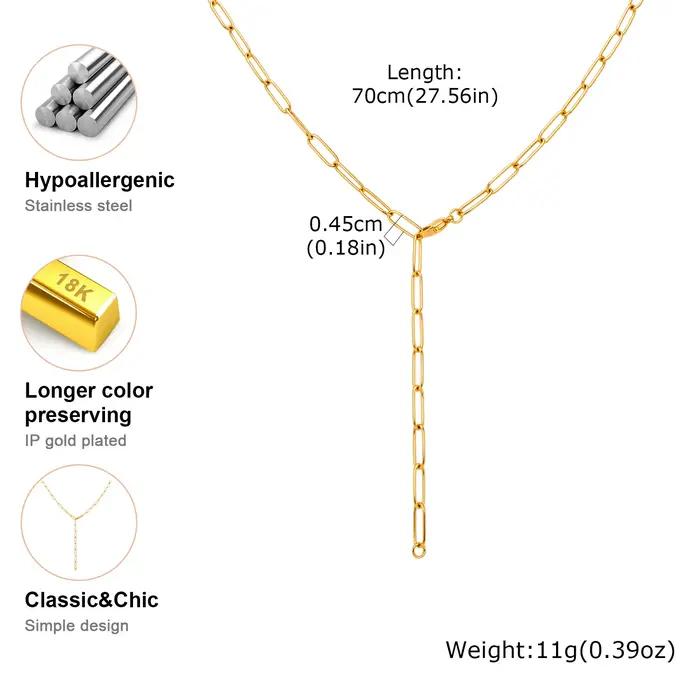 Collier chaîne trombone plaqué or acier inoxydable pour femme occasions spéciales cadeau mode durable