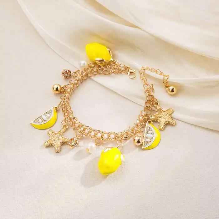 Bracelet pendentif citron vert pour femme, léger et confortable, idéal pour le quotidien, printemps-été