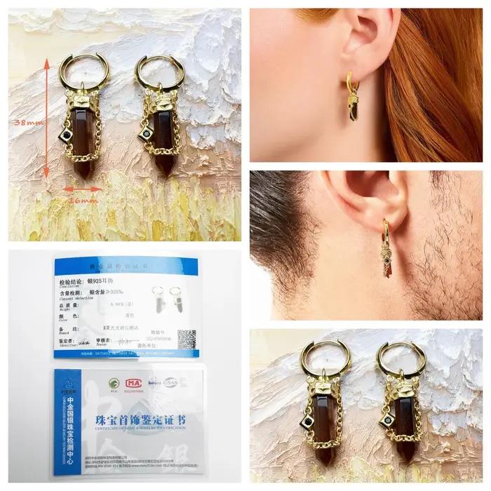 Boucles d'oreilles créoles hexagonales en argent Sterling 925 pour femmes et hommes, bijoux vintage à offrir pour les occasions spéciales