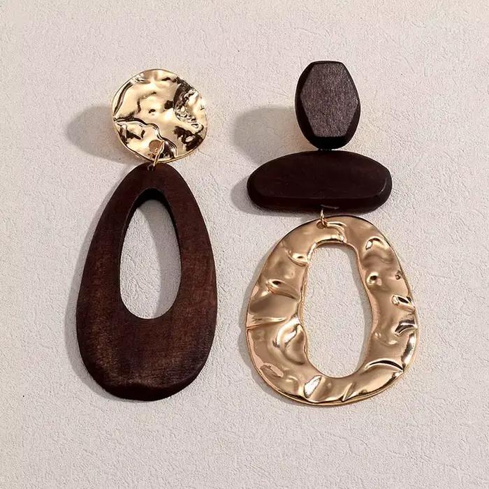 Boucles d'oreilles bohèmes en métal pour femmes, grande taille, Vintage, en bois, bijoux de mariage,