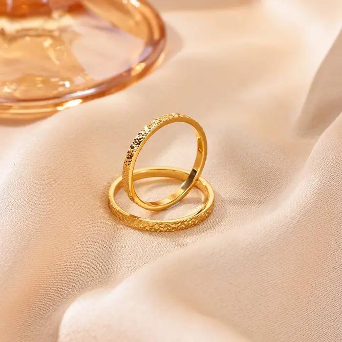 Bagues rondes unies texturées tendance pour femmes, plaquées or 18 carats, bijoux minimalistes esthétiques pour mariage, cadeaux