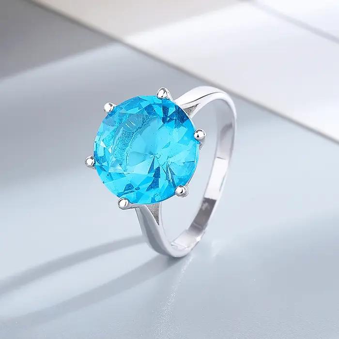 Bijoux pour femmes S925 bagues en argent saphir bleu Zircon bague de mariage ovale