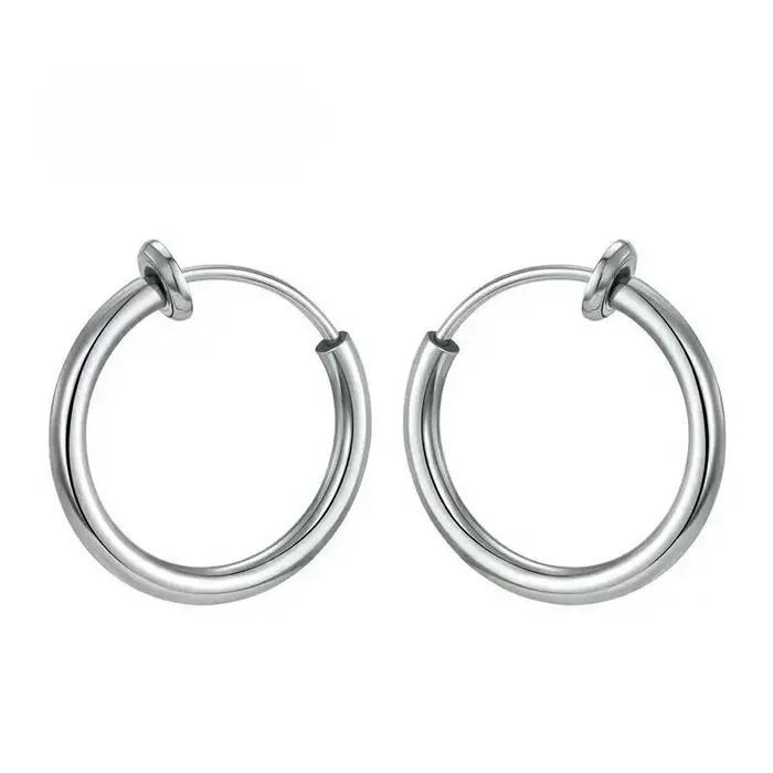 Boucles doreilles creoles a clip pour hommes femmes acier inoxydable sans perçage indolores bijoux cadeaux occasions speciales