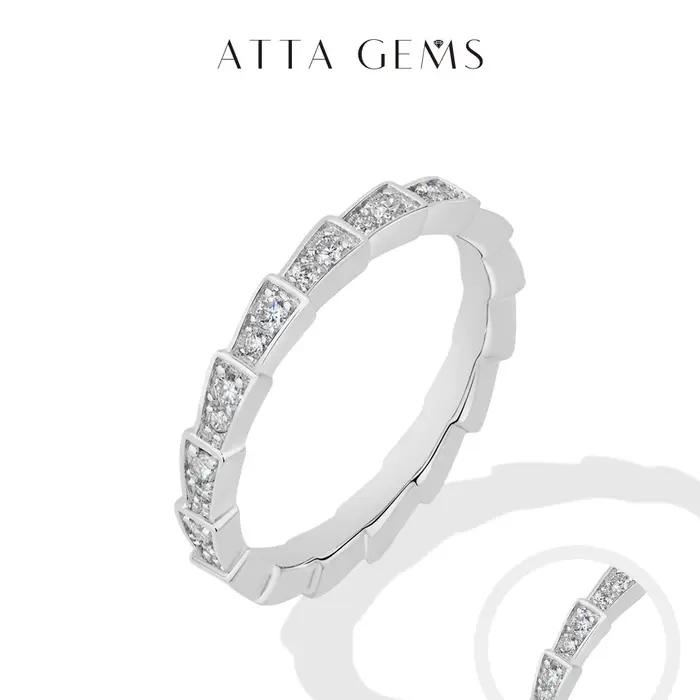 ATTAGEMS Bague Serpent en Argent S925 Pavée de Moissanite