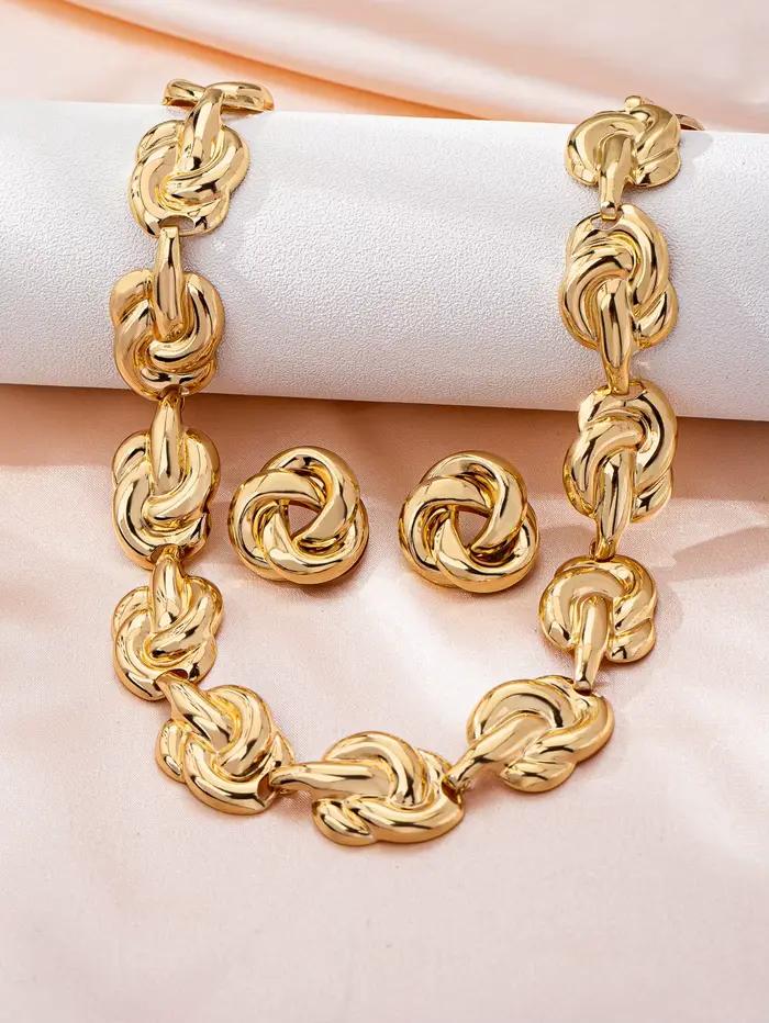 Ensemble de bijoux en métal plaqué or avec motifs géométriques pour femmes style punk occasions spéciales