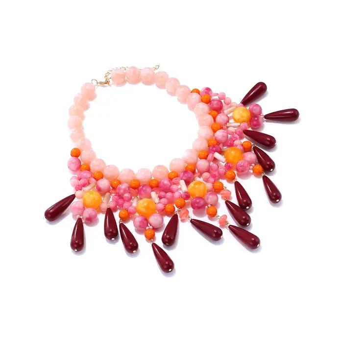 Collier ras du cou coloré en résine perlée pour femmes style bohème tracker de fitness et d'humeur occasions spéciales perles géométriques alliage de zinc