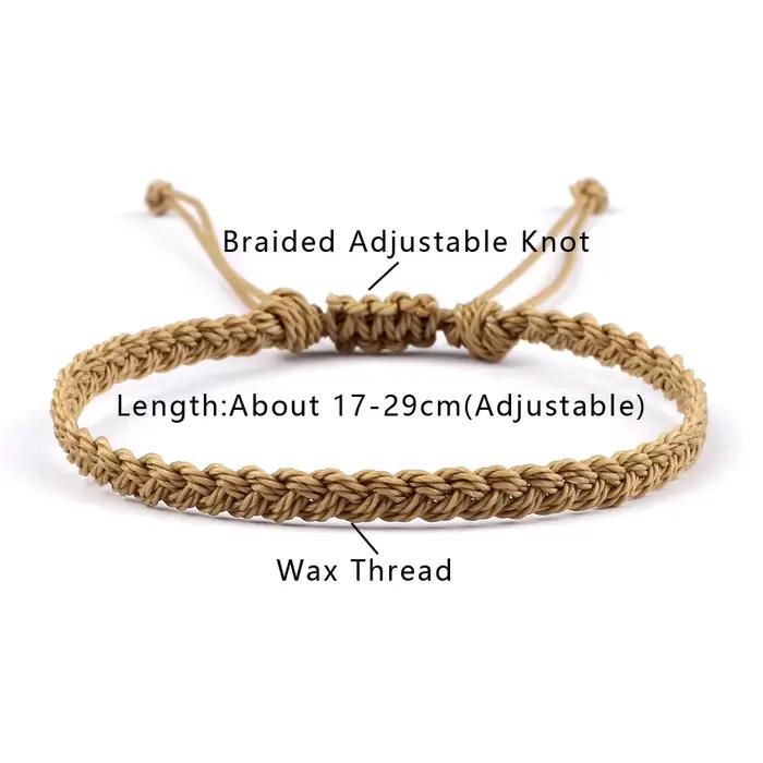 Bracelets bohème en fil de cire tissé à la main pour femmes et hommes, tressés à la main, à breloques réglables, bijoux d'amitié