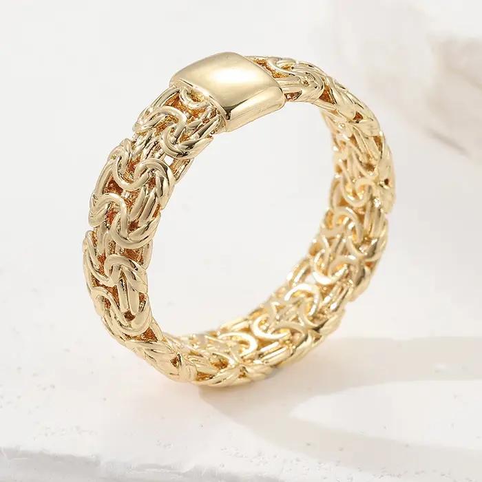 Bague plaquée or en forme de chaîne unisexe style hip hop vintage pour carnaval et anniversaire cadeau audacieux
