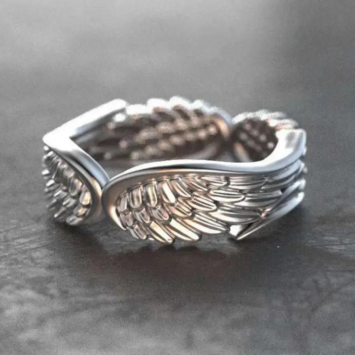 Bagues rétro pour couples ailes de démon d'ange bijoux antiques sens de la mode populaire anneau ouvert et réglable punk hip hop cadeau occasions spéciales