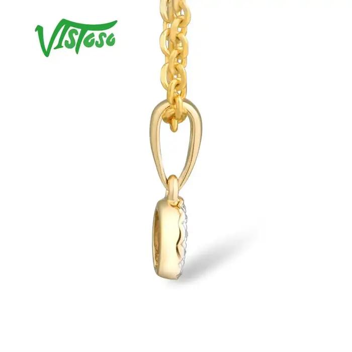 VISTOSO pendentifs en or pour femmes authentique 14K 585 or jaune petit cercle rond diamant scintillant collier pendentif bijoux fins