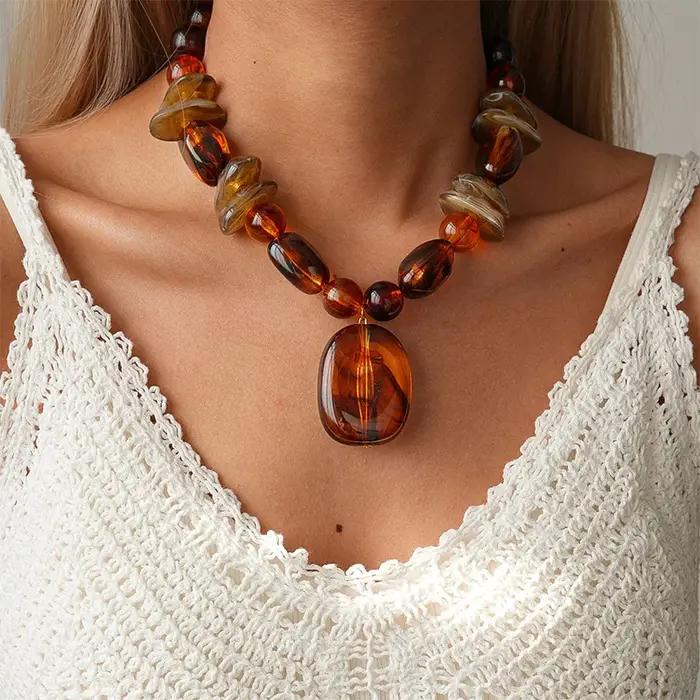 Collier élégant en acrylique ronds pour femmes style mode occasion spéciale cadeau de fête