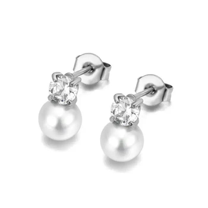 Lokaer – boucles d'oreilles Vintage en perles délicates et zircone cubique, bijoux classiques plaqués or pour femmes, imperméables, E26082