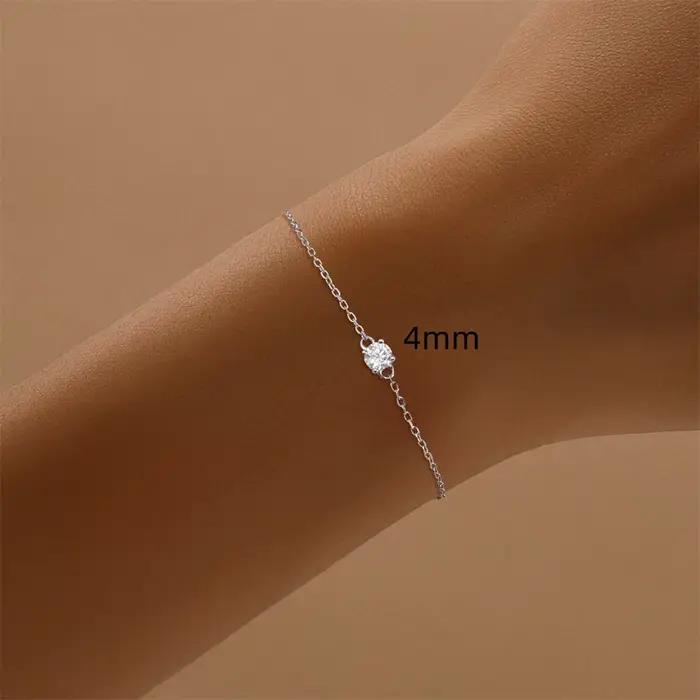 BOAKO 925 argent Sterling géométrique unique 4mm Moissanite femmes Bracelet Bracelets Pulseras maria