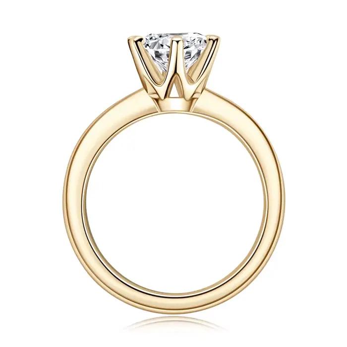 Lnngy 8MM 2CT bague Moissanite avec certificat 925 bagues Solitaire en argent Sterling pour femmes filles bandes de mariage scintillantes cadeau