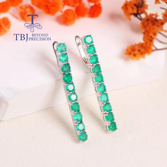 2026, Magnifiques boucles d'oreilles longues en agate verte naturelle au design élégant, bijoux fins