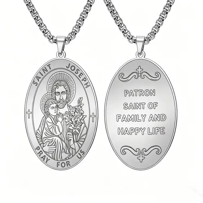 Collier catholique Saint Joseph, pendentif médaille Saint Joseph pour femmes et hommes, bijoux relig