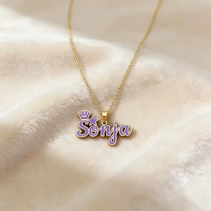 Collier personnalisé avec plaque nom en or coloré pour femmes et filles bijou cadeau occasion spéciale