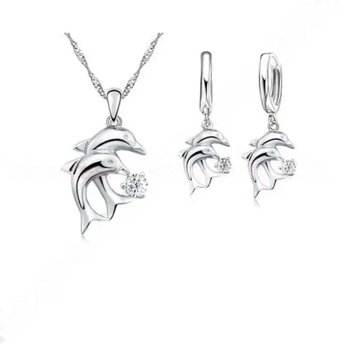 Doule DolDave-Ensemble de bijoux en argent regardé 925, bijoux illac, collier pendentif cubique blan