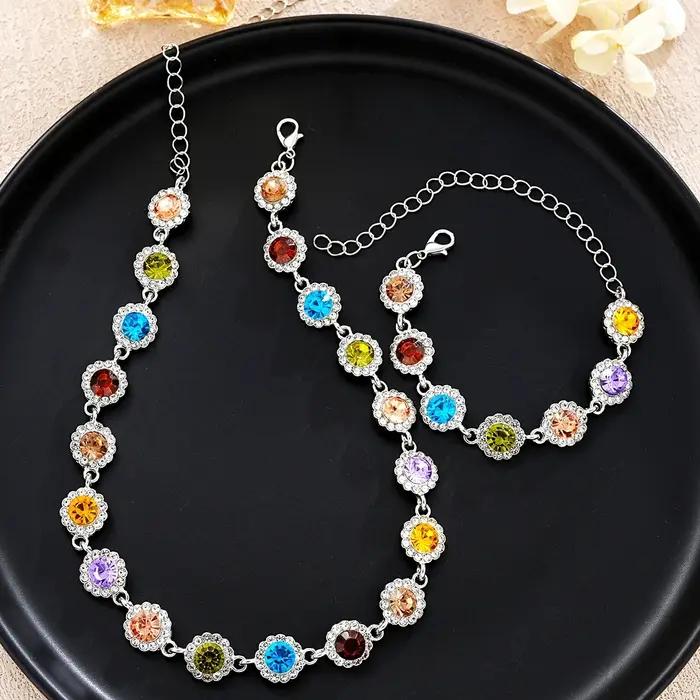 Collier ras du cou en cristal coloré coréen pour femmes, Bracelet en strass scintillant, chaîne de c