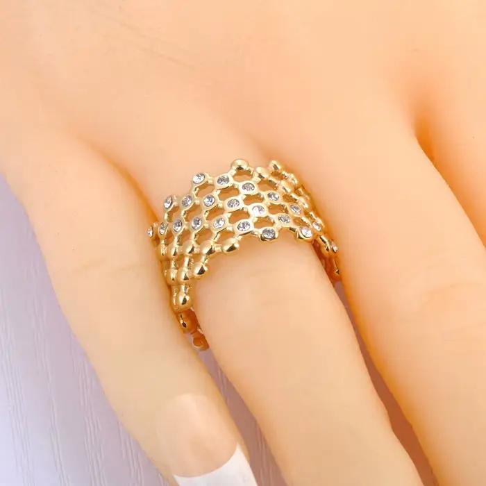 Lokaer cubique Zircon CZ pierre cristal large anneau bijoux femmes en acier inoxydable étanche 18K plaqué or bagues de déclaration R24002