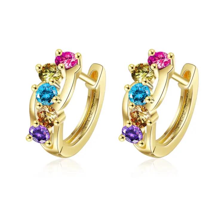 Boucles d'oreilles en argent Sterling 925 incrustées de zircons colorés pour femmes occasions spéciales anniversaire engagement fête mariage bal