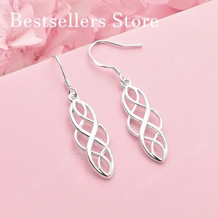 Boucles d'oreilles en argent sterling 925, exquises, creuses et entrelacées, cadeaux pour femmes, accessoires de mariage, bijoux de mode