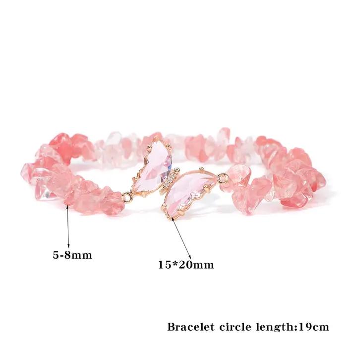 Bracelet papillon en pierre naturelle et cristal