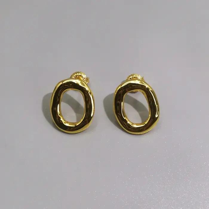Boucles d'oreilles à anneau creux en or et argent