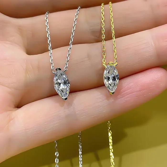Lnkry – collier Moissanite taille Marquise pour femmes